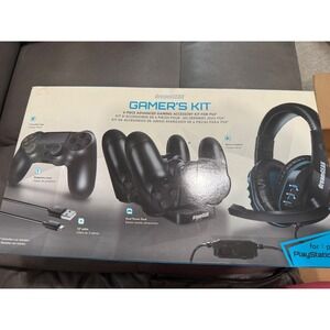 dreamGEAR Gamer's Kit for PS4 6-Piece Accessory Set Headset Dock Cable Black
